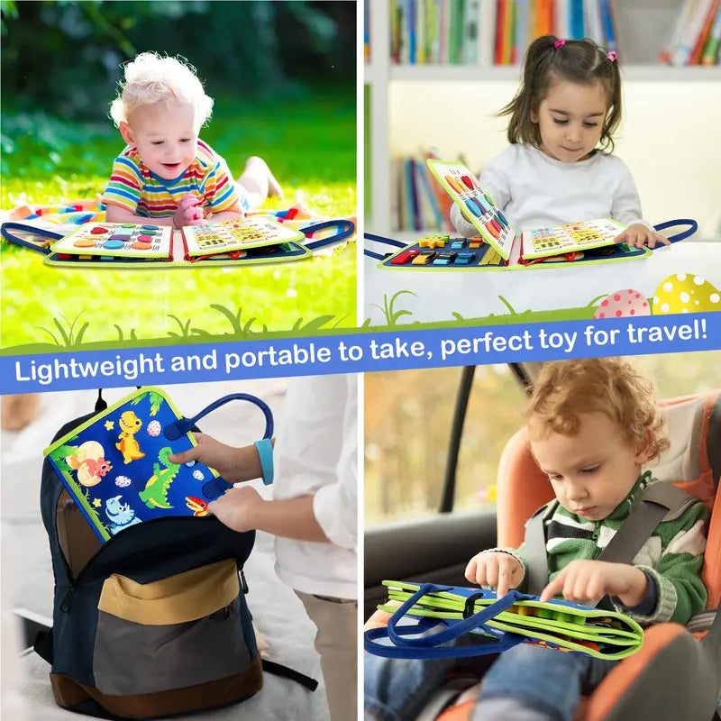 Busy Board, Montessori Toys for Toddler, Sensory Activity Board for Preschool Educational Learning Toys Toddler Travel Toys for Airplane Car, Gift for Boys Girls